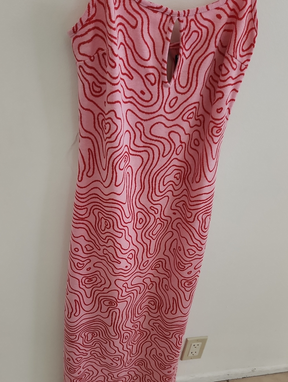 NWOT Zara Pink Red Swirl Abstract Midi Dress Small - Picture 5 of 8
